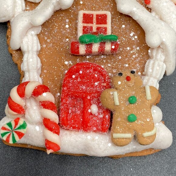 Gingerbread Child & House Christmas Tree Ornament 5" Holiday Seasonal Decor - Picture 3 of 10